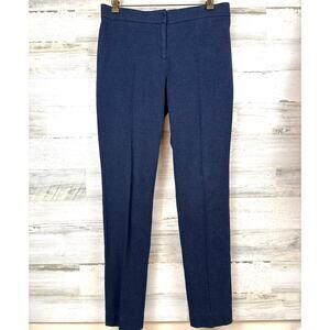 Akris Punto Womens 10 Blue Flat Front Slim Ankle Cotton Stretch Casual Pants